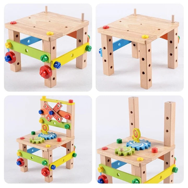 Wooden Learning Toy for Preschool Children with Interactive Activities