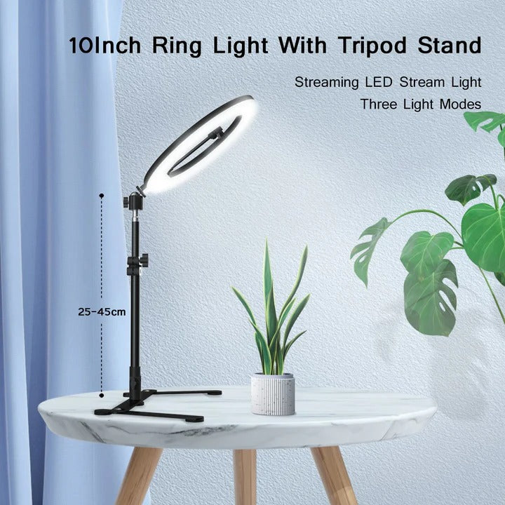 Ring Light and Tripod Stand Kit with Phone Holder for Selfie and Video