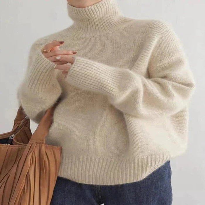 Womens Warm Merino Wool Turtleneck Jumper Comfortable Knit
