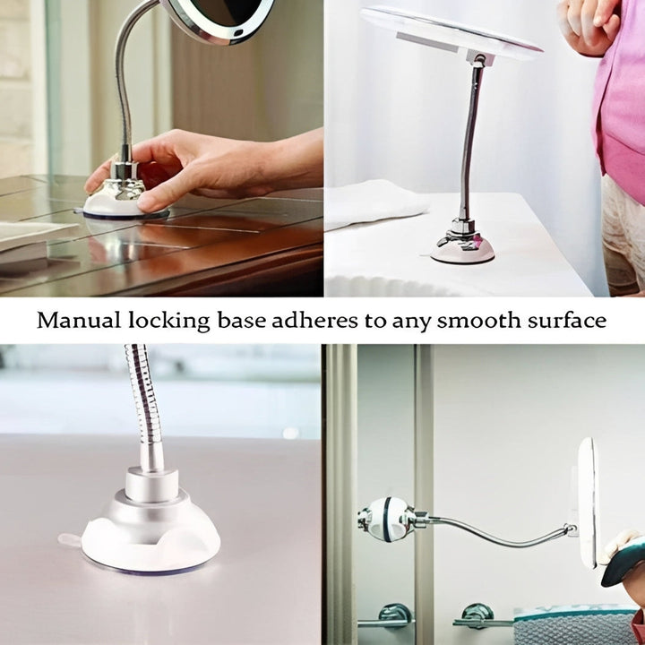Lighted 10X Magnifying Flexible Mirror with 360 Degree Rotation