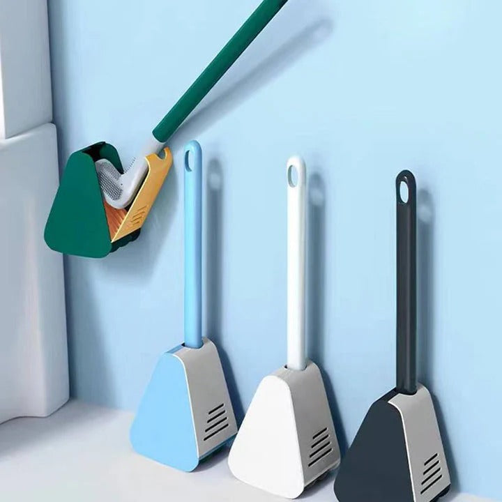 Durable Silicone Toilet Brush with Wall Mount and Ergonomic Long Non-Slip Handle