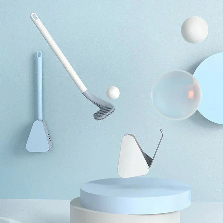 Durable Silicone Toilet Brush with Wall Mount and Ergonomic Long Non-Slip Handle