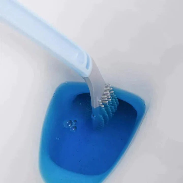 Durable Silicone Toilet Brush with Wall Mount and Ergonomic Long Non-Slip Handle