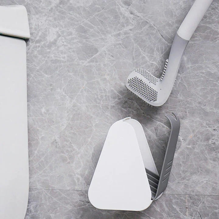 Durable Silicone Toilet Brush with Wall Mount and Ergonomic Long Non-Slip Handle