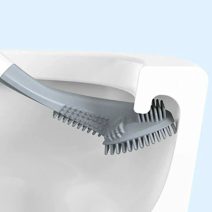Durable Silicone Toilet Brush with Wall Mount and Ergonomic Long Non-Slip Handle