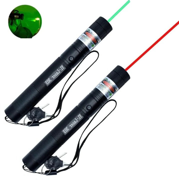 Laser Pointer 303, Dual Beam Light, Long Range Green Red, Rechargeable Battery