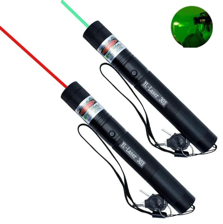 Laser Pointer 303, Dual Beam Light, Long Range Green Red, Rechargeable Battery