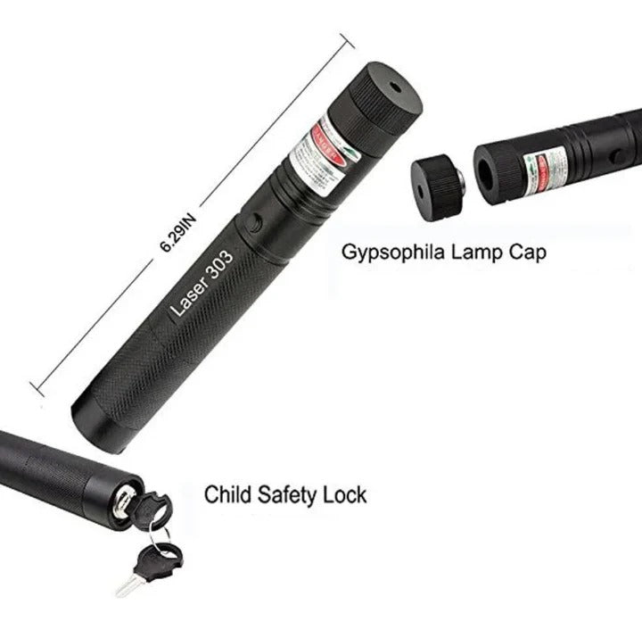 Laser Pointer 303, Dual Beam Light, Long Range Green Red, Rechargeable Battery