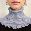 Elegant Women’s Knitted Turtleneck Scarf with Side Split and Versatile Draping