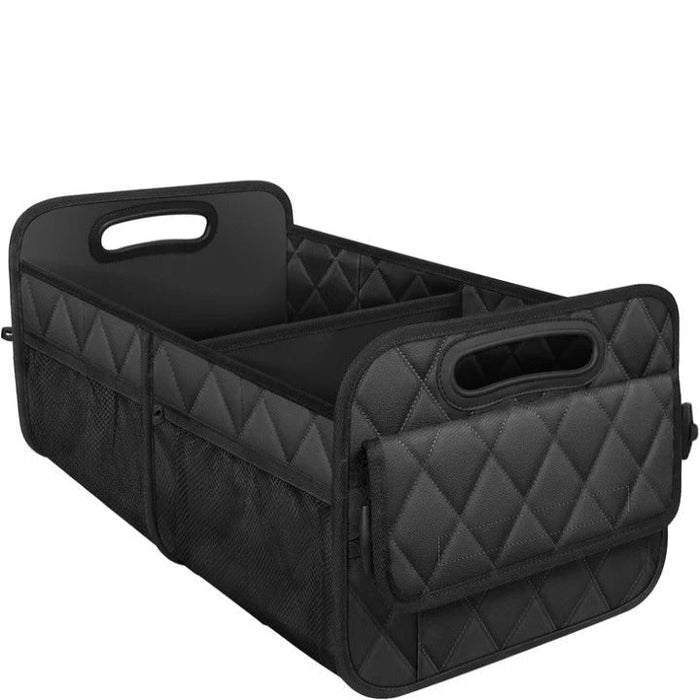 Car Trunk Storage Bag with Internal Subdividers and Hook and Loop Fasteners