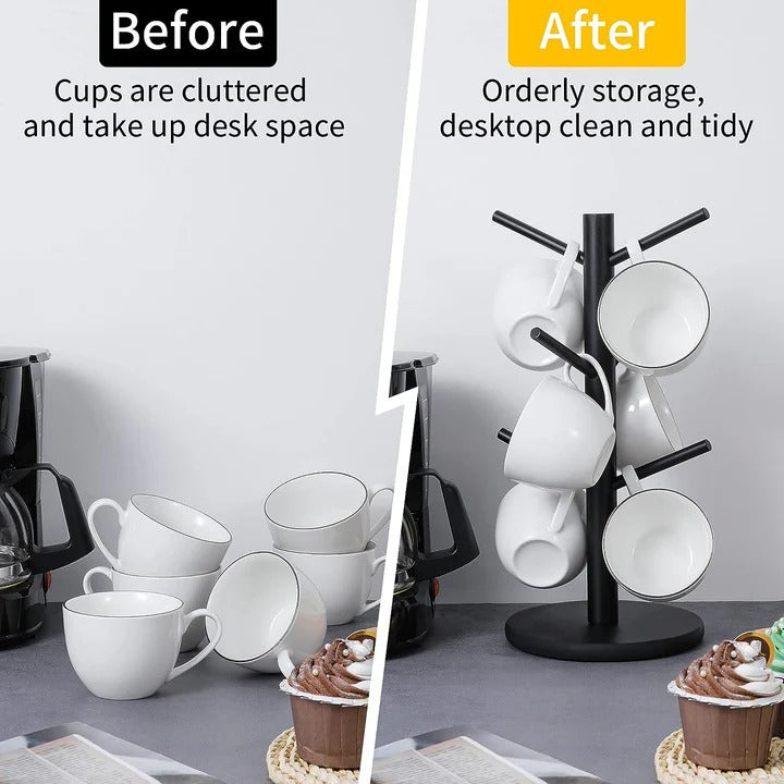 Havenholt Wooden Mug Tree Holder for Kitchen Worktops