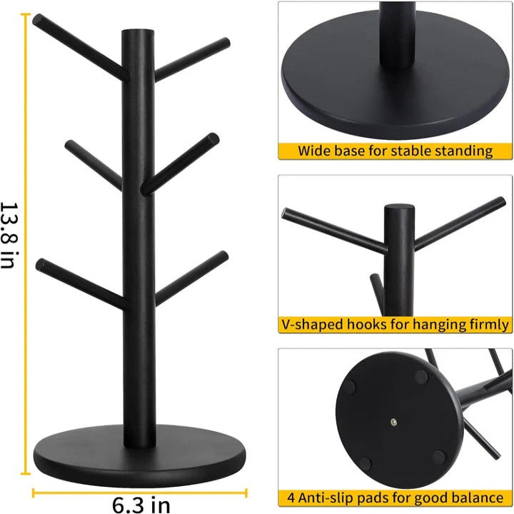 Havenholt Wooden Mug Tree Holder for Kitchen Worktops
