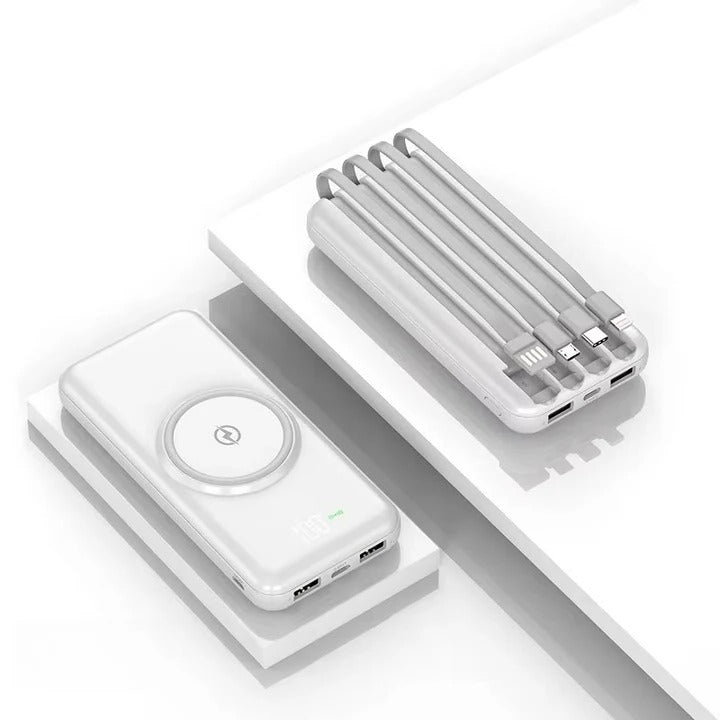 20000mAh Power Bank, Portable Phone Charger, Built In Cables, Wireless Charging