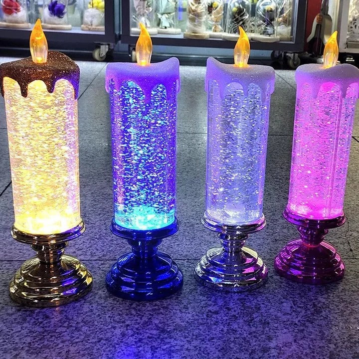 USB Rechargeable LED Glitter Candles with Automatic Swirling Effect