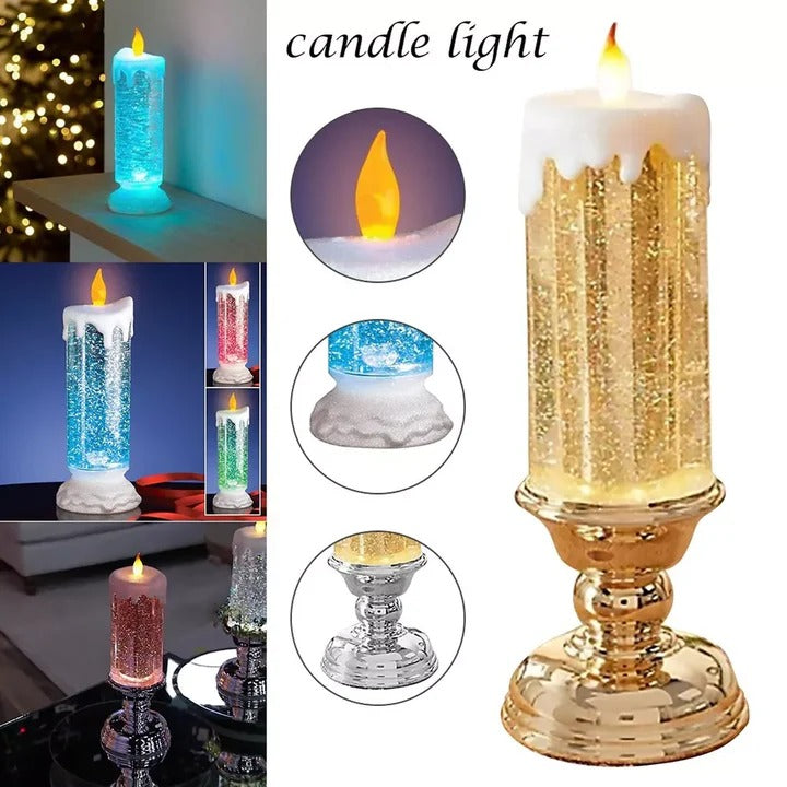 USB Rechargeable LED Glitter Candles with Automatic Swirling Effect