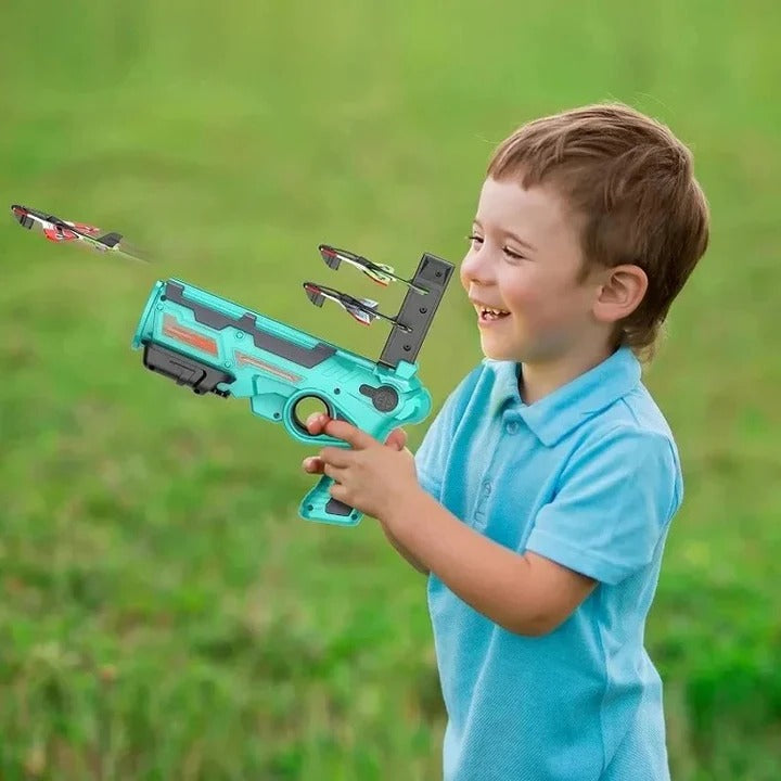 Havenholt One-Click Aircraft Launcher Toy with Foam Gliders