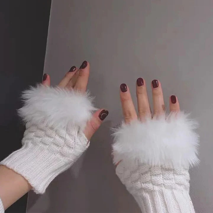 Havenholt Faux Fur Fingerless Knitted Gloves