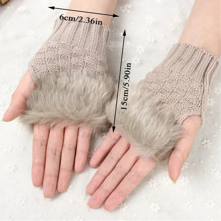 Havenholt Faux Fur Fingerless Knitted Gloves