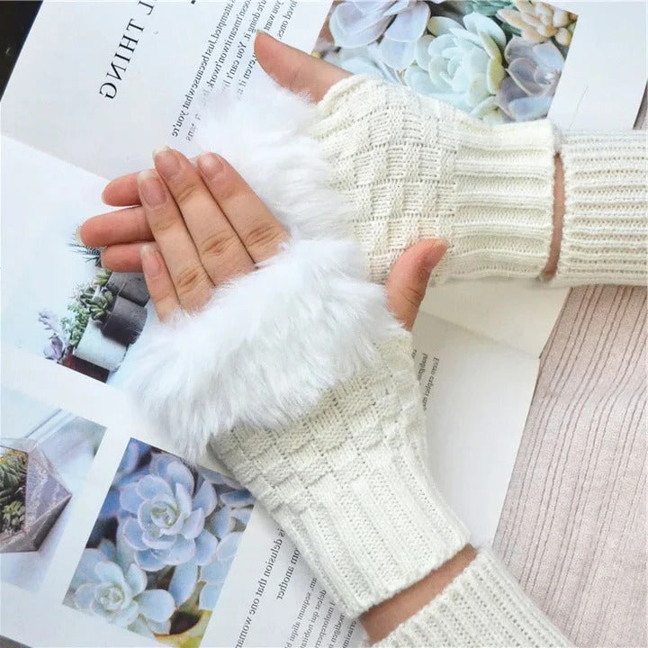 Havenholt Faux Fur Fingerless Knitted Gloves