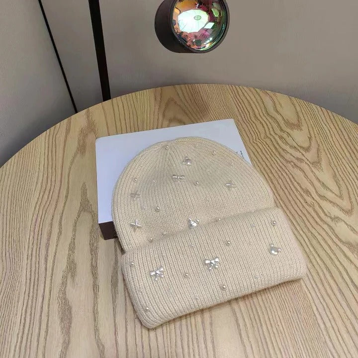Havenholt Pearl Embellished Knit Beanie