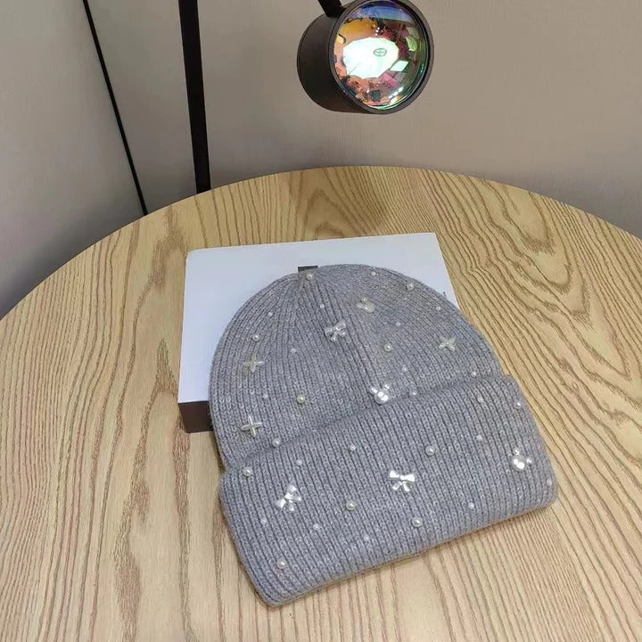 Havenholt Pearl Embellished Knit Beanie