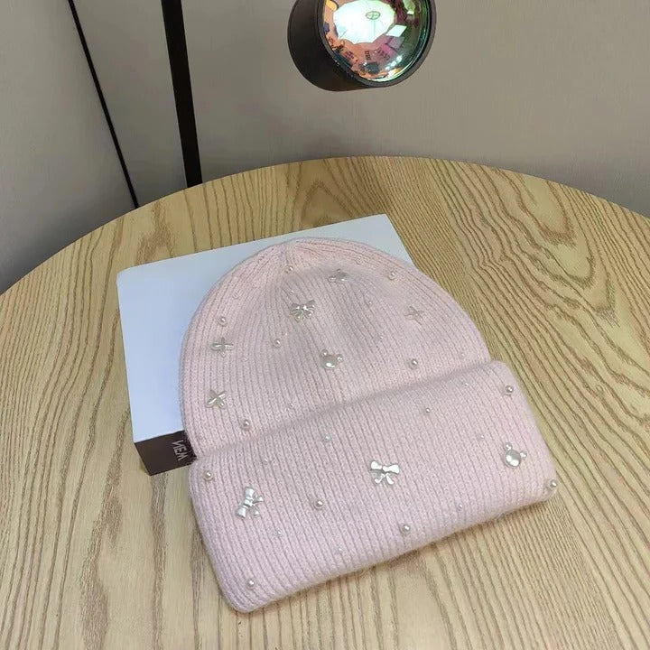 Havenholt Pearl Embellished Knit Beanie