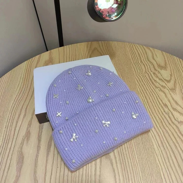 Havenholt Pearl Embellished Knit Beanie