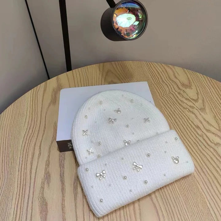 Havenholt Pearl Embellished Knit Beanie
