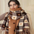 Elegant Looking Cozy Checkered Winter Scarf Shawl