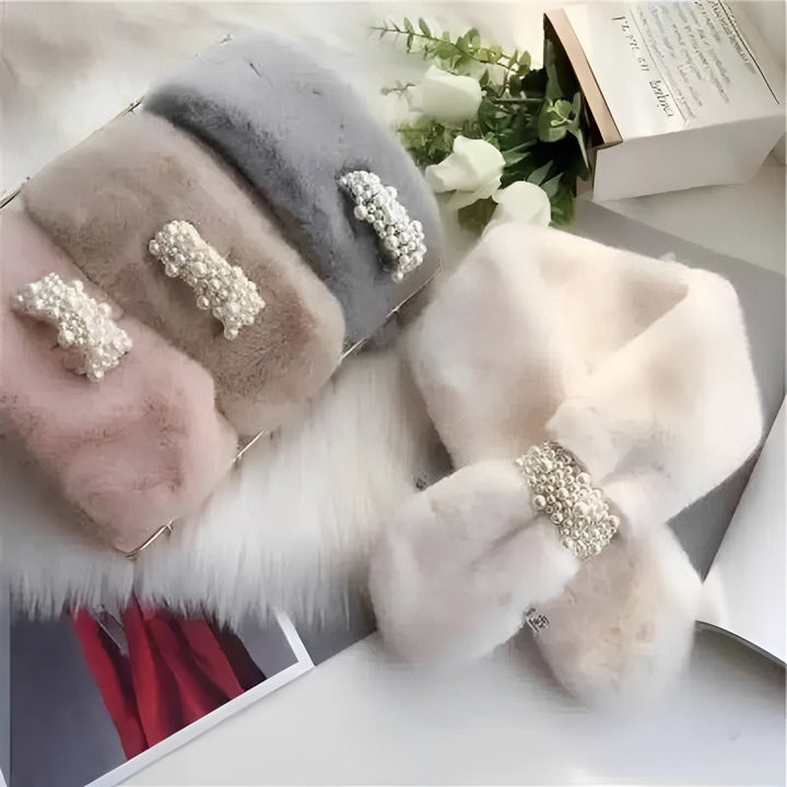 Havenholt Faux Fur Scarf with Pearl Accents