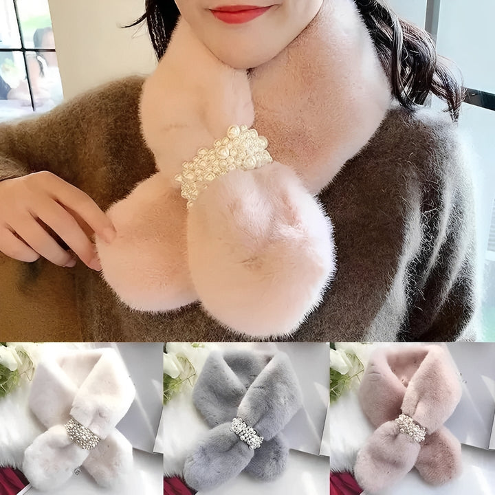 Havenholt Faux Fur Scarf with Pearl Accents