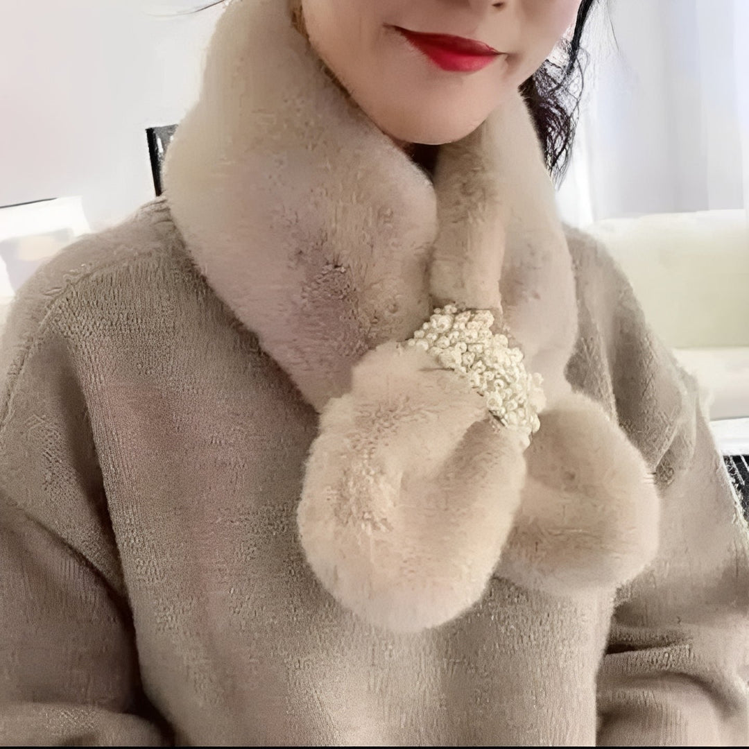 Havenholt Faux Fur Scarf with Pearl Accents