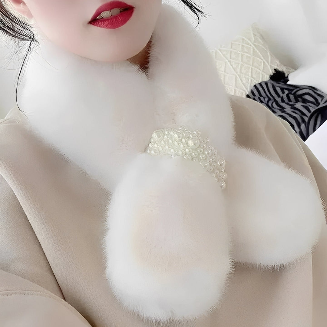 Havenholt Faux Fur Scarf with Pearl Accents