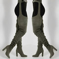 Havenholt Faux Suede Over the Knee Boots with Waist Belt