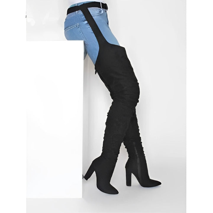 Havenholt Faux Suede Over the Knee Boots with Waist Belt