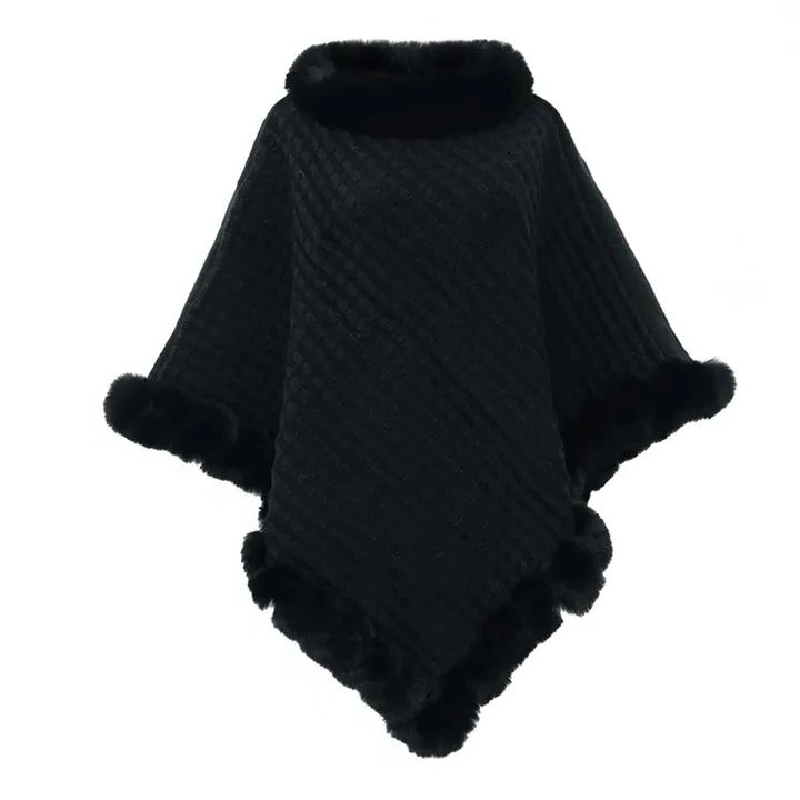 Havenholt Faux Fur Shawl Cloak with Shaggy Lining