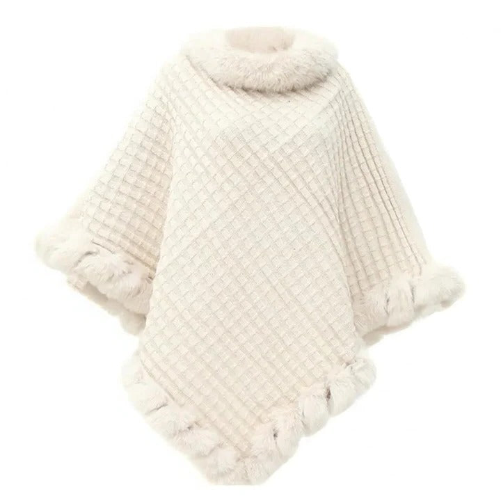 Havenholt Faux Fur Shawl Cloak with Shaggy Lining