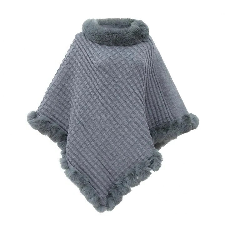 Havenholt Faux Fur Shawl Cloak with Shaggy Lining