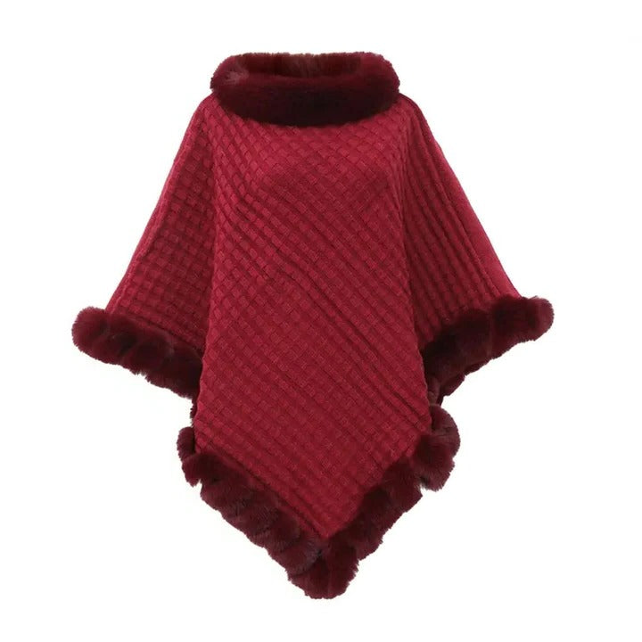 Havenholt Faux Fur Shawl Cloak with Shaggy Lining
