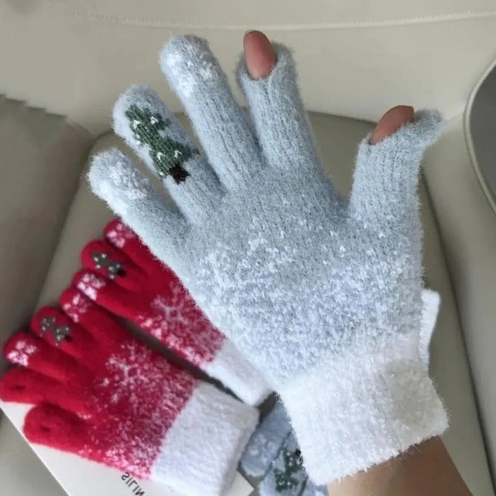 Warmth Interior Festive Fleece Lined Knit Gloves