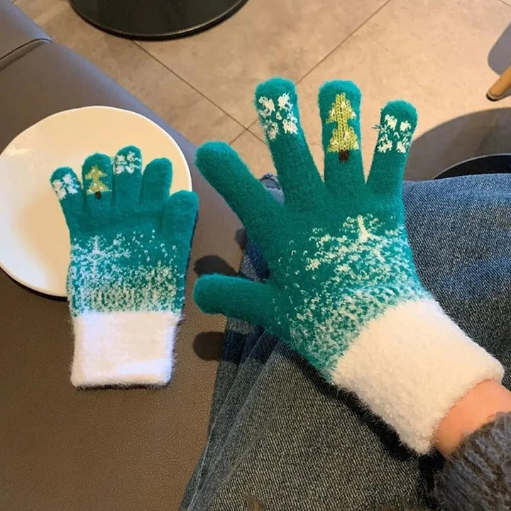 Warmth Interior Festive Fleece Lined Knit Gloves