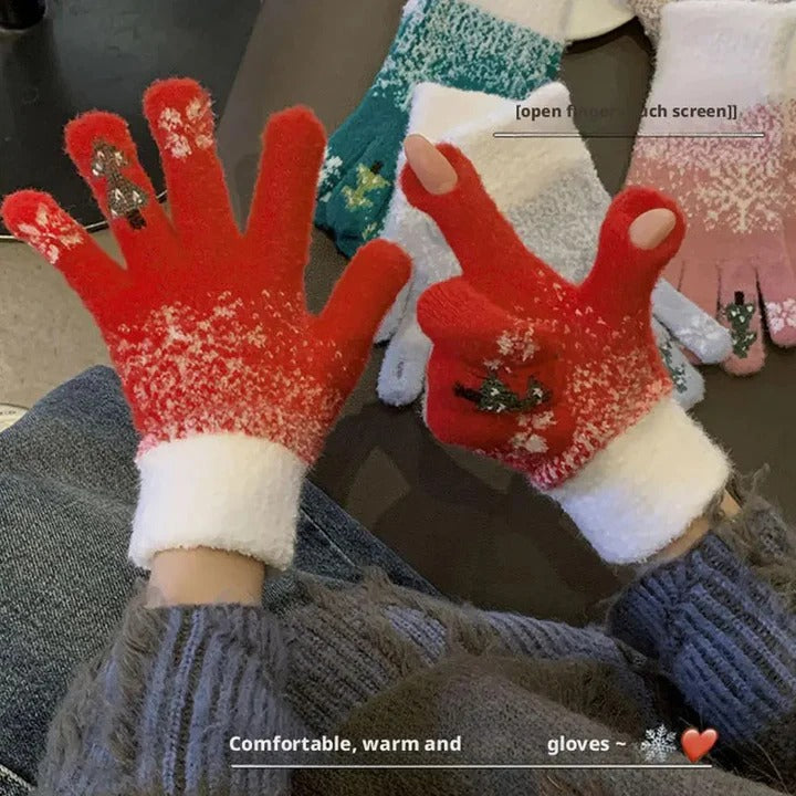 Warmth Interior Festive Fleece Lined Knit Gloves