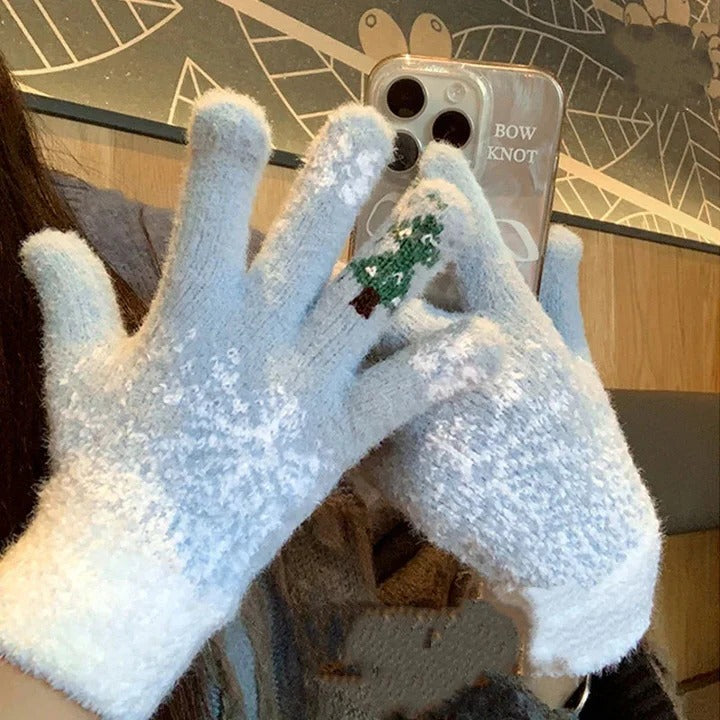 Warmth Interior Festive Fleece Lined Knit Gloves