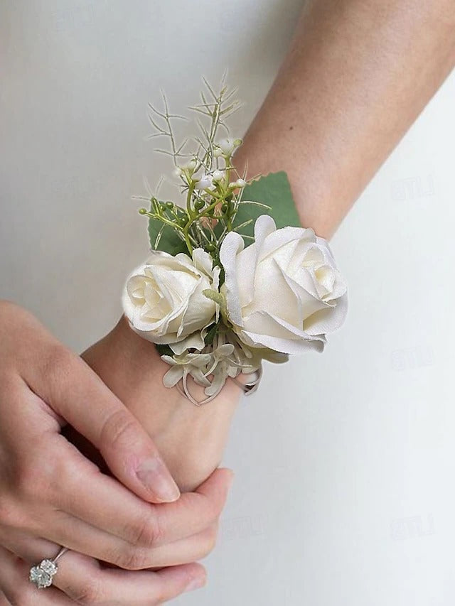 Havenholt White Rose Wrist Corsage and Buttonhole Set