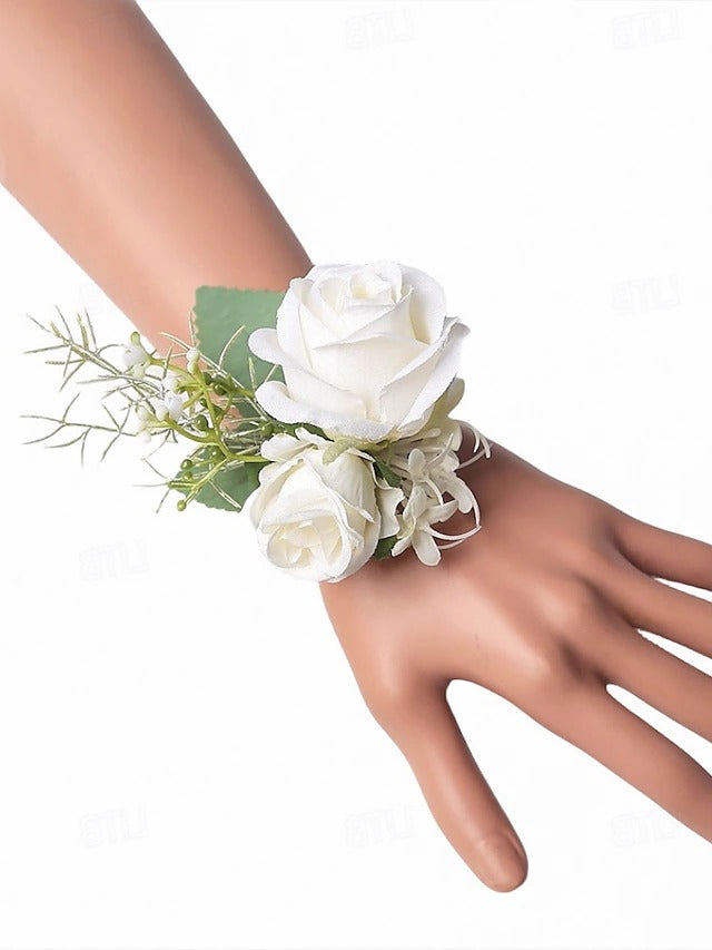 Havenholt White Rose Wrist Corsage and Buttonhole Set