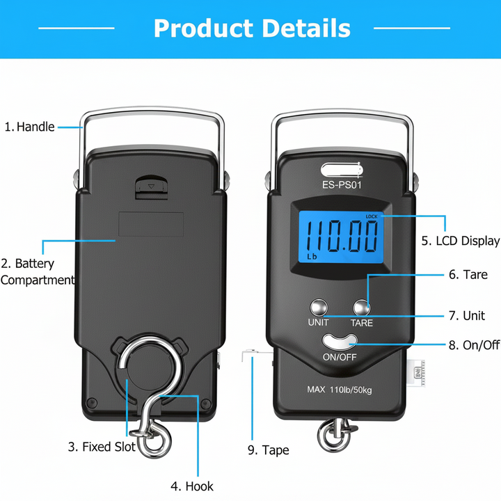 Havenholt Digital Hanging Scale with Built-In Tape Measure