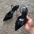 Pointed Toe Mesh Party Shoes with Elasticated Slingback Strap