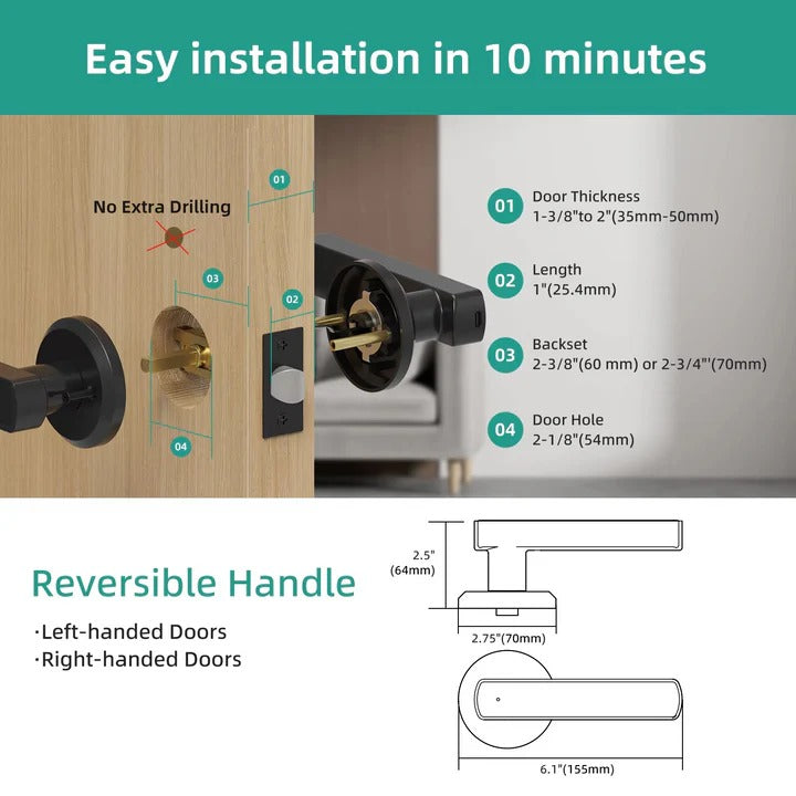 Havenholt Keyless Smart Handle Door Lock with Fingerprint