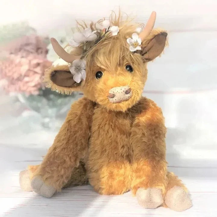 Havenholt Highland Cow with Flowers Wall Art Print
