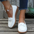 Womens Soft Leather Slip on Walking Loafers Shoes